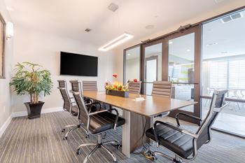 Conference room with long table